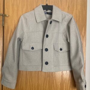 Cropped Cream Jacket - Zara